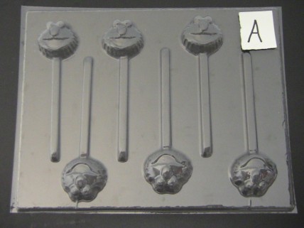 259sp Yellow Chicken Friend Face Chocolate Candy Lollipop Mold FACTORY SECOND